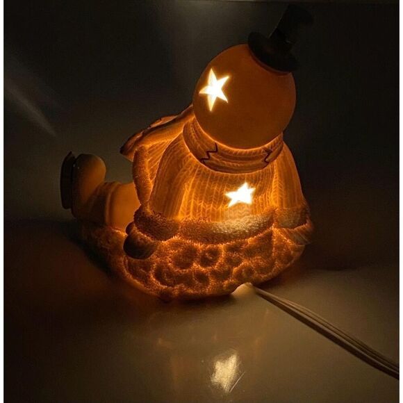 International Bazaar Snowman Night Light Porcelain 9" Tall In Box Winter CO0709 - Picture 5 of 10